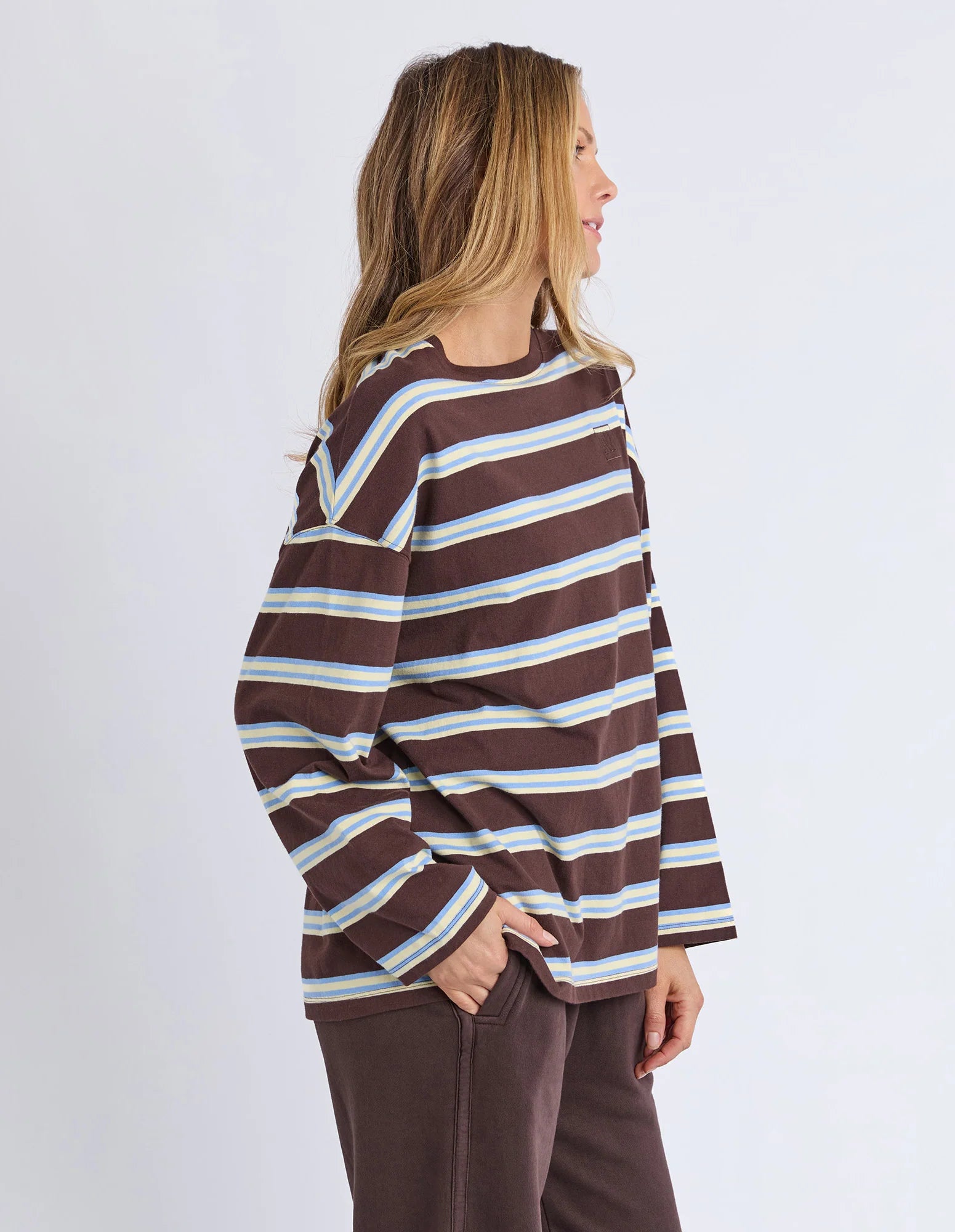 Harper Stripe LS Tee Coffee