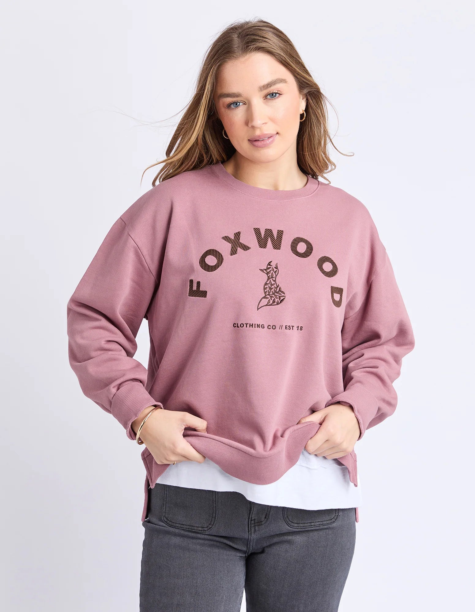 Effortless Contrast Crew Dusty Rose