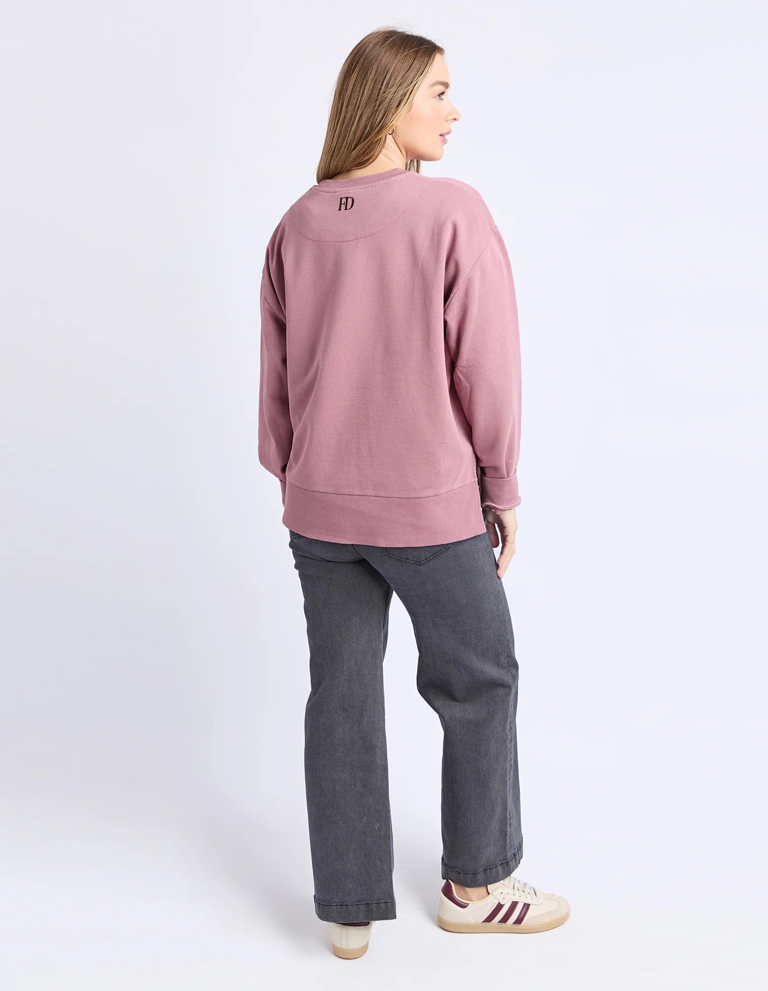 Effortless Contrast Crew Dusty Rose