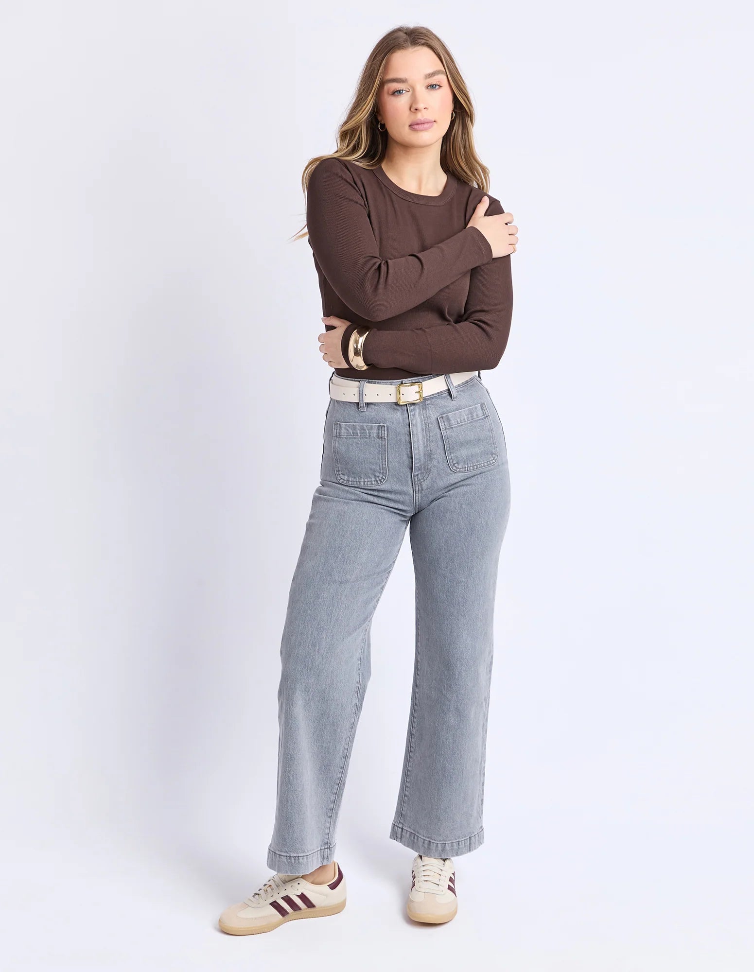 Scoop Rib Long Sleeve Coffee