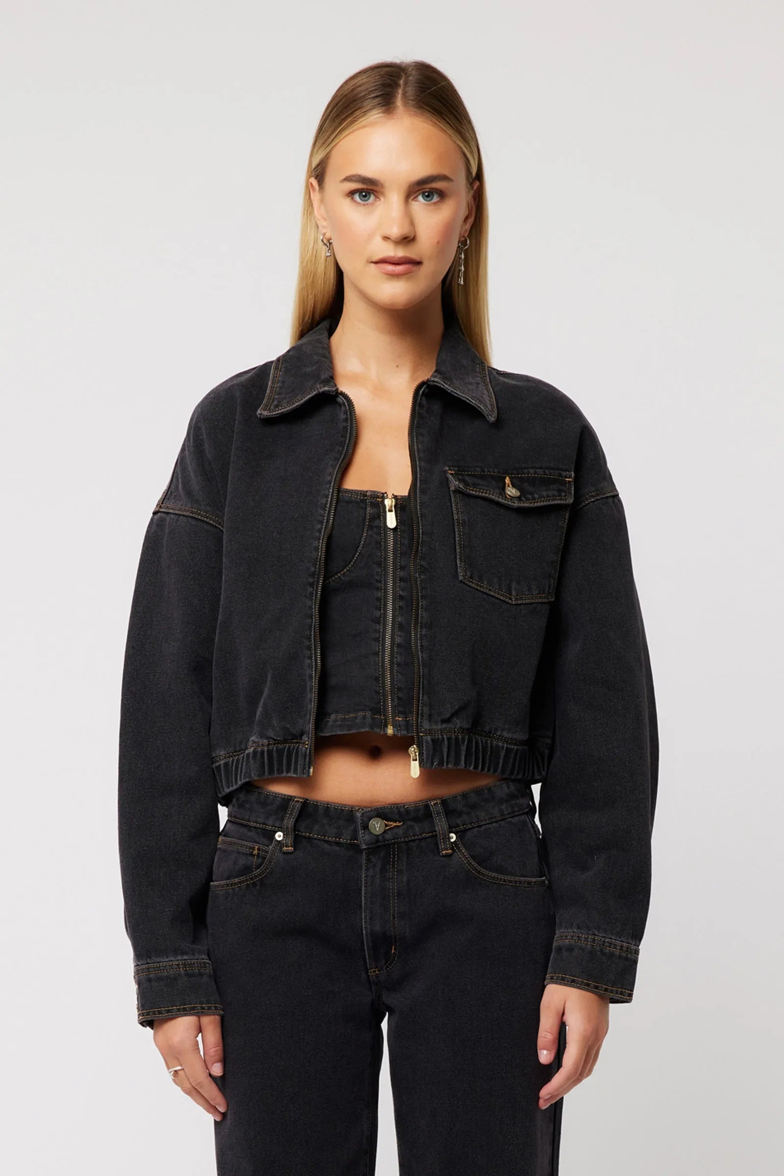 Denim Bomber Jacket Cara