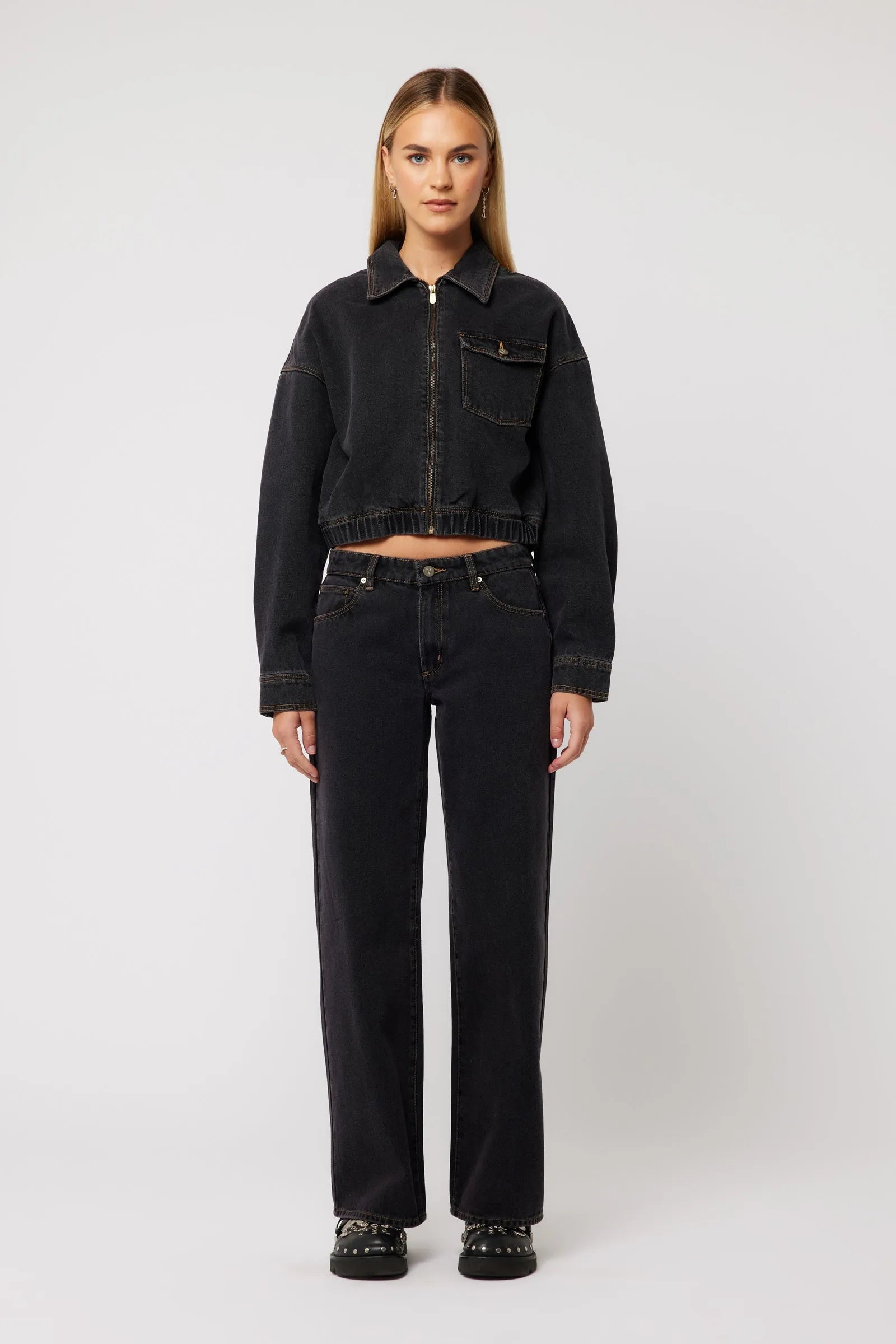 Denim Bomber Jacket Cara
