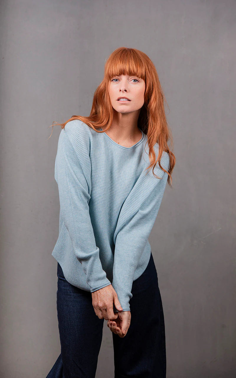 BL6625 Dolman Rib Pullover Aquamarine
