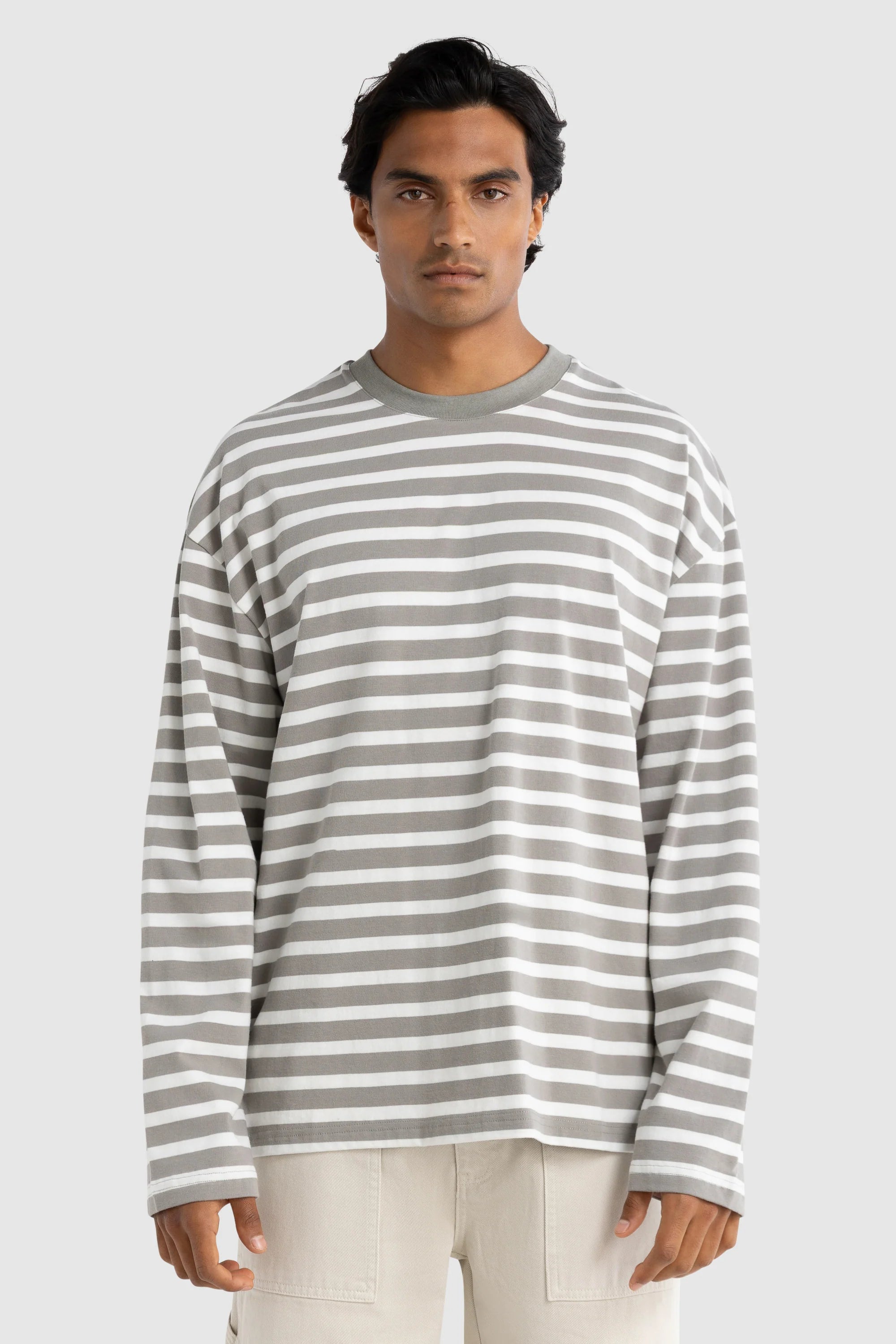 Corey Stripe Long Sleeve T Shirt Sage