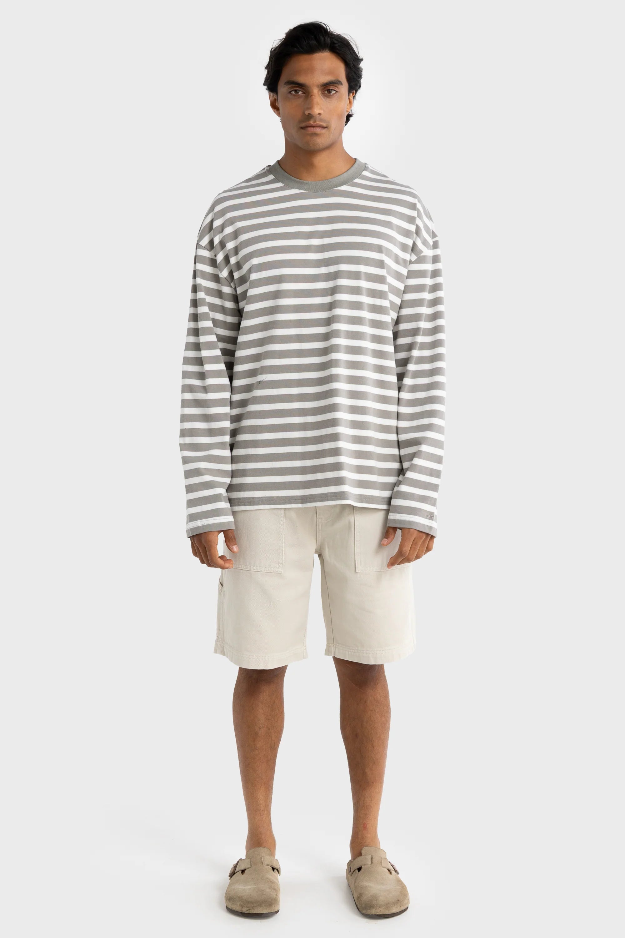Corey Stripe Long Sleeve T Shirt Sage