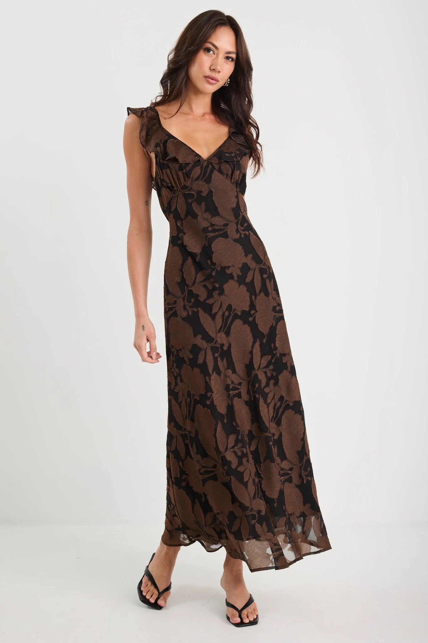 Joyous Moonlit Garden Bias Slip Maxi Dress