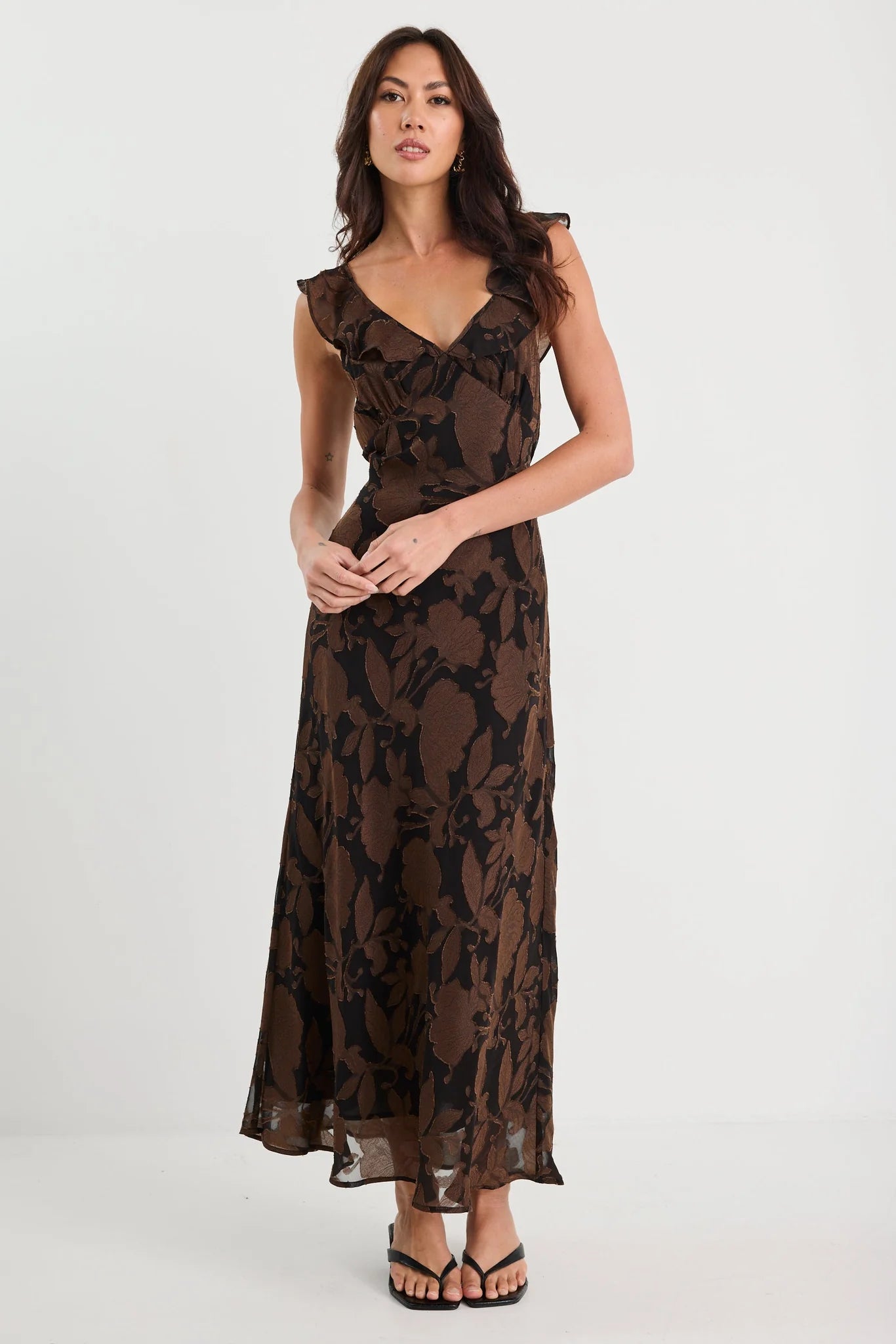 Joyous Moonlit Garden Bias Slip Maxi Dress