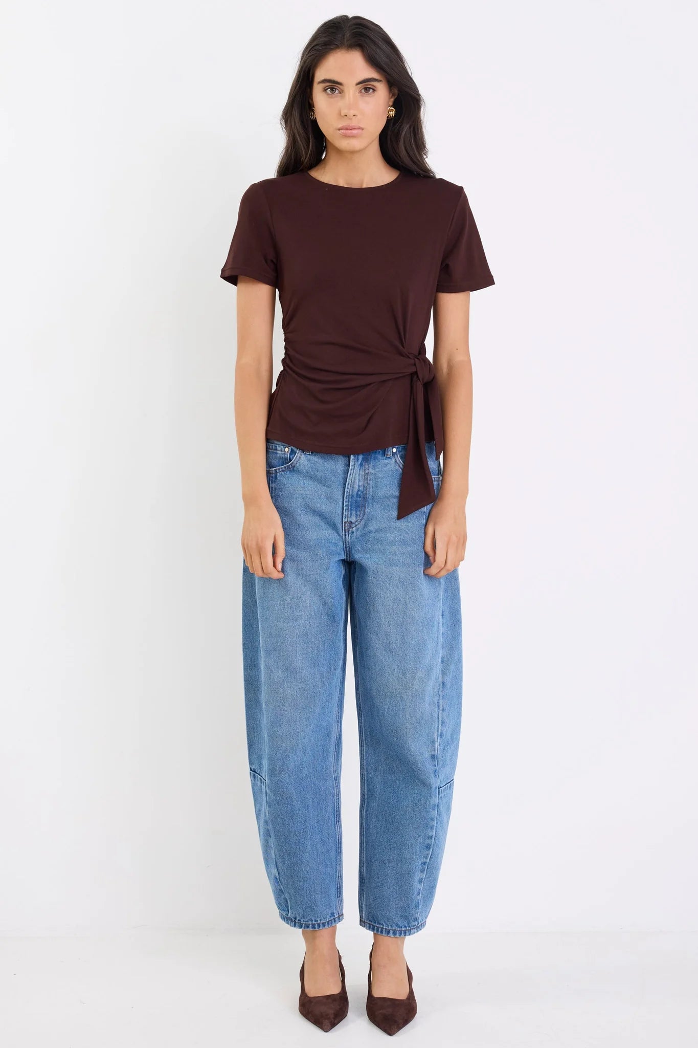 Loop Chocolate Knot Front Short Sleeve Top