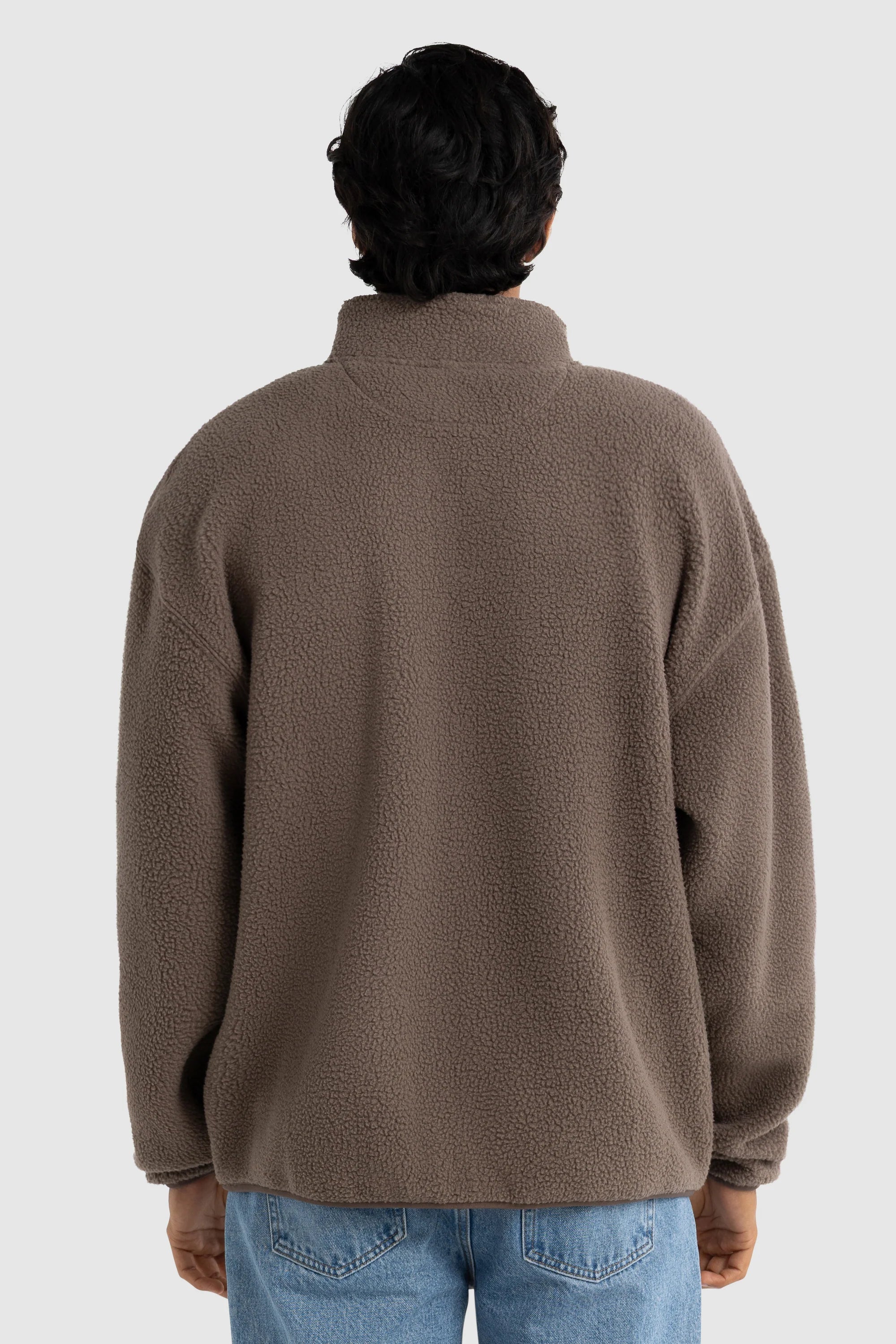 Unisex Sherpa Fleece Quarter Zip Espresso