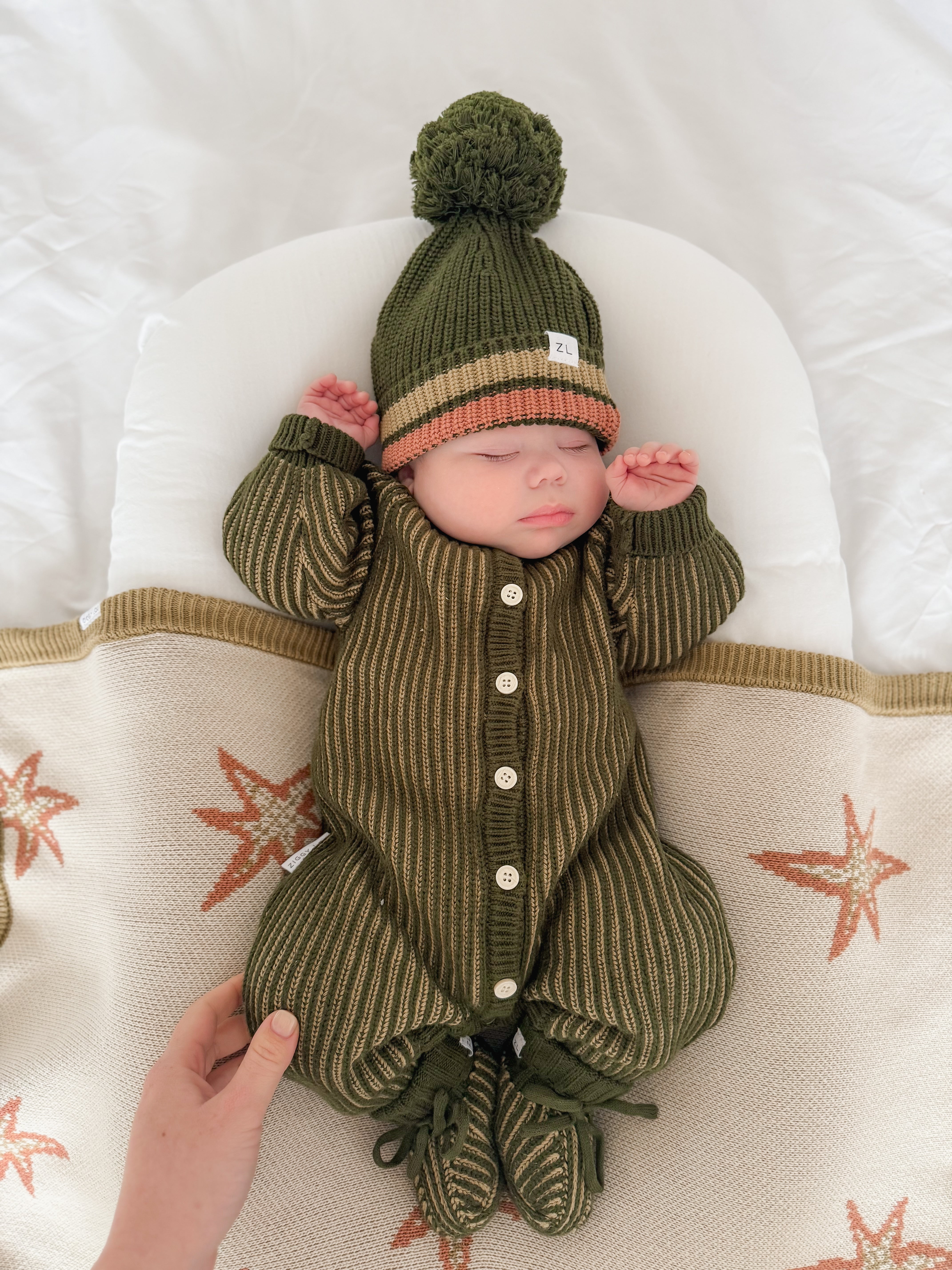 Classic Knit Romper Pesto