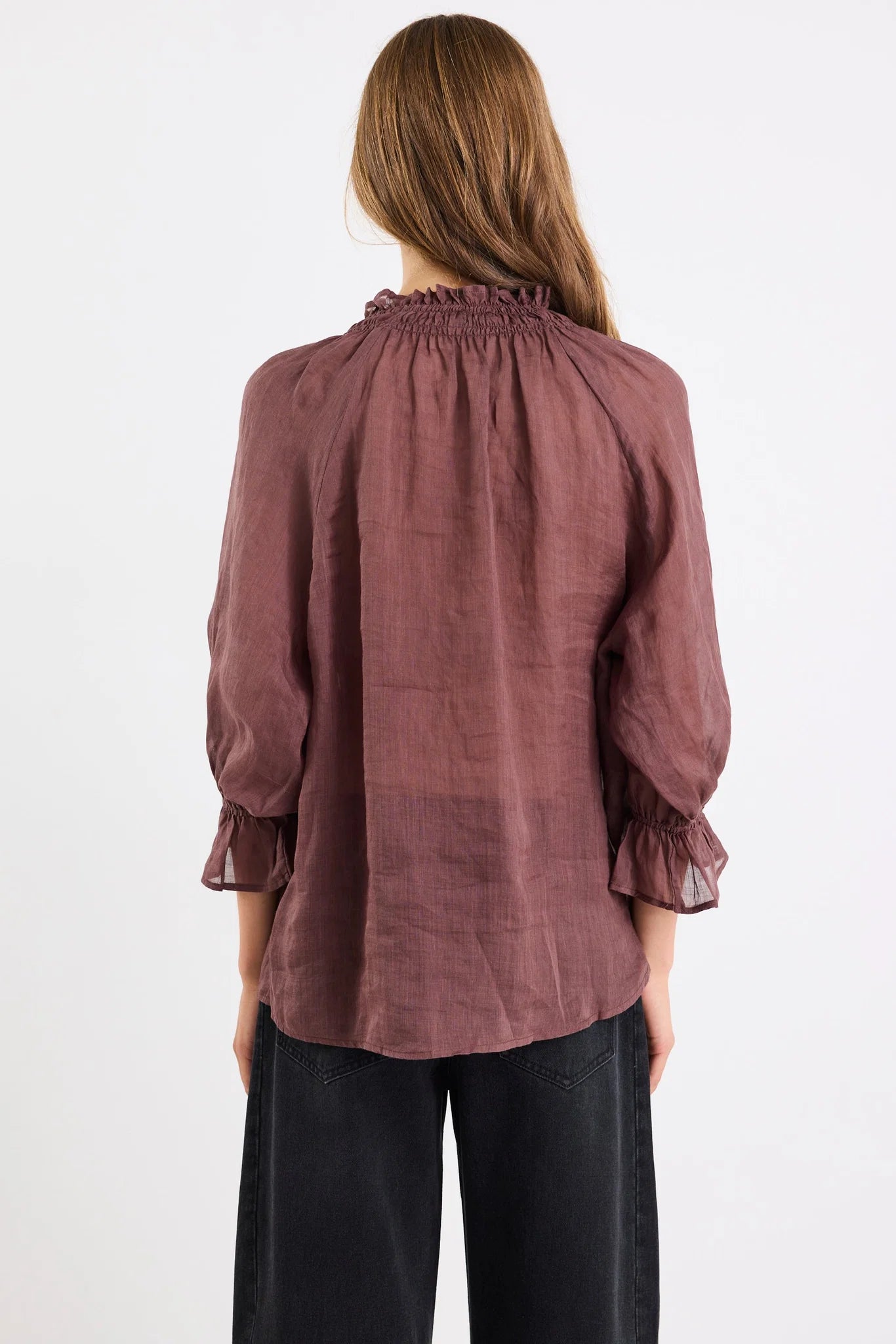 Prospect Chocolate Tie Front Mid Sleeve