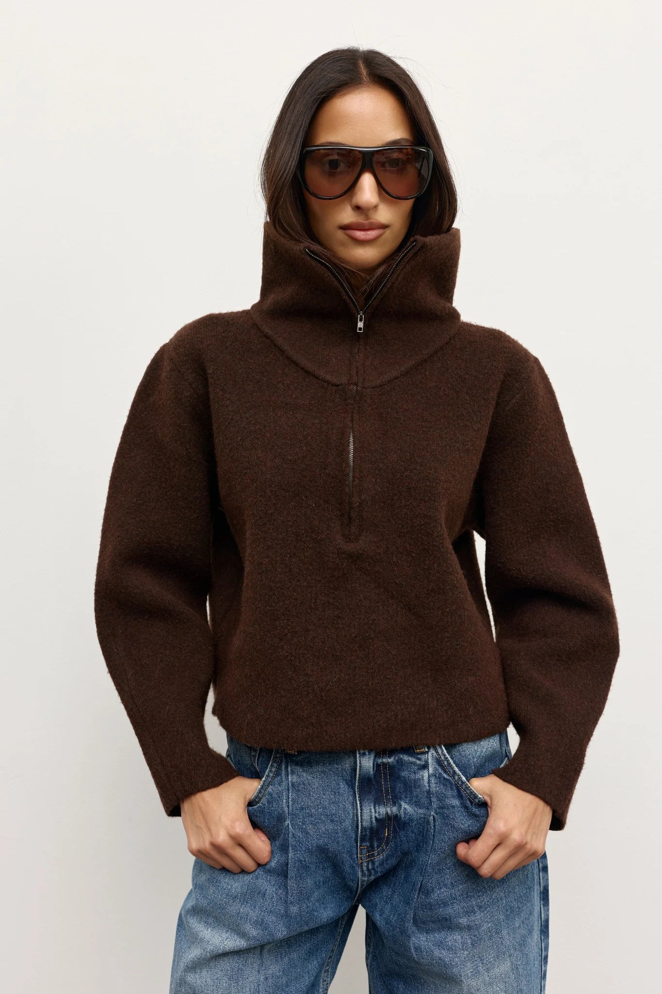 Riva Quarter Zip Chocolate