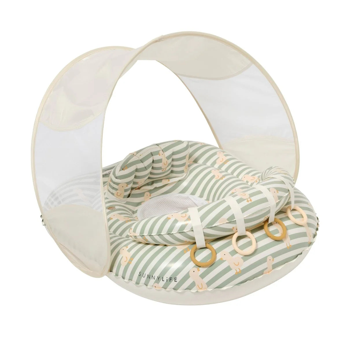 Interactive Baby Float Duck Sage Stripe