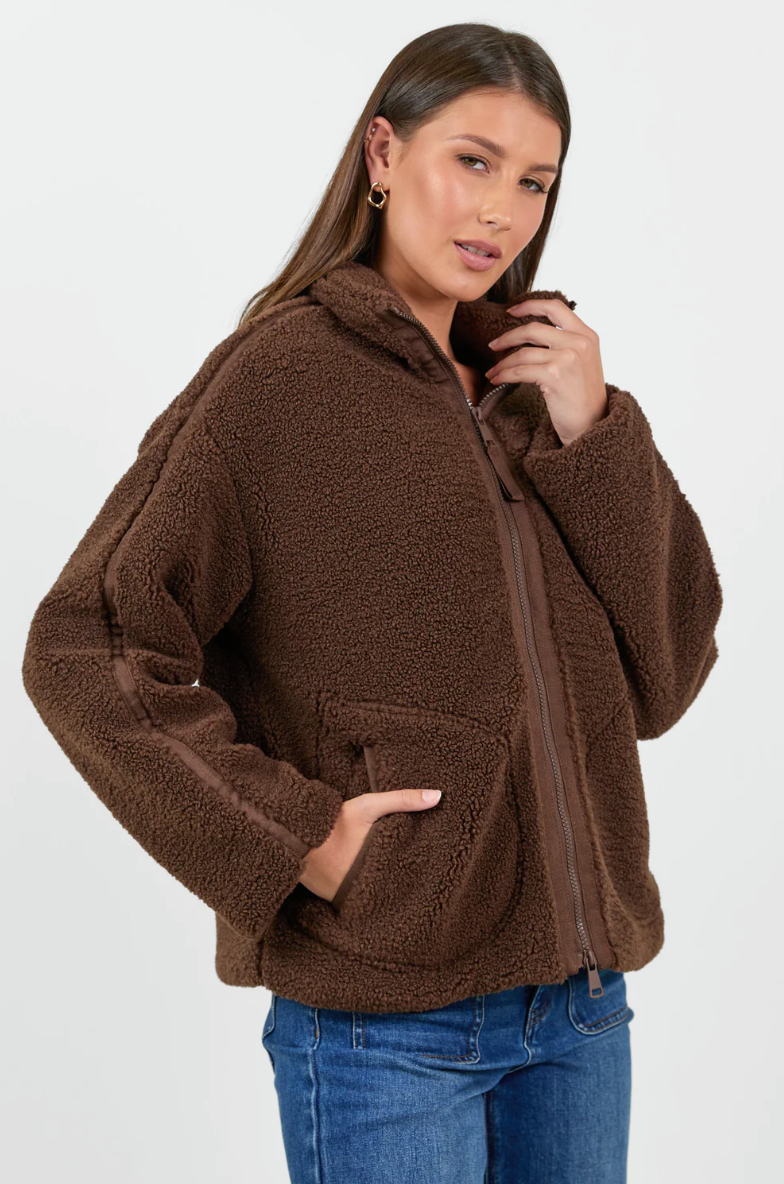 Chalet Chocolate Sherpa Collard Jacket