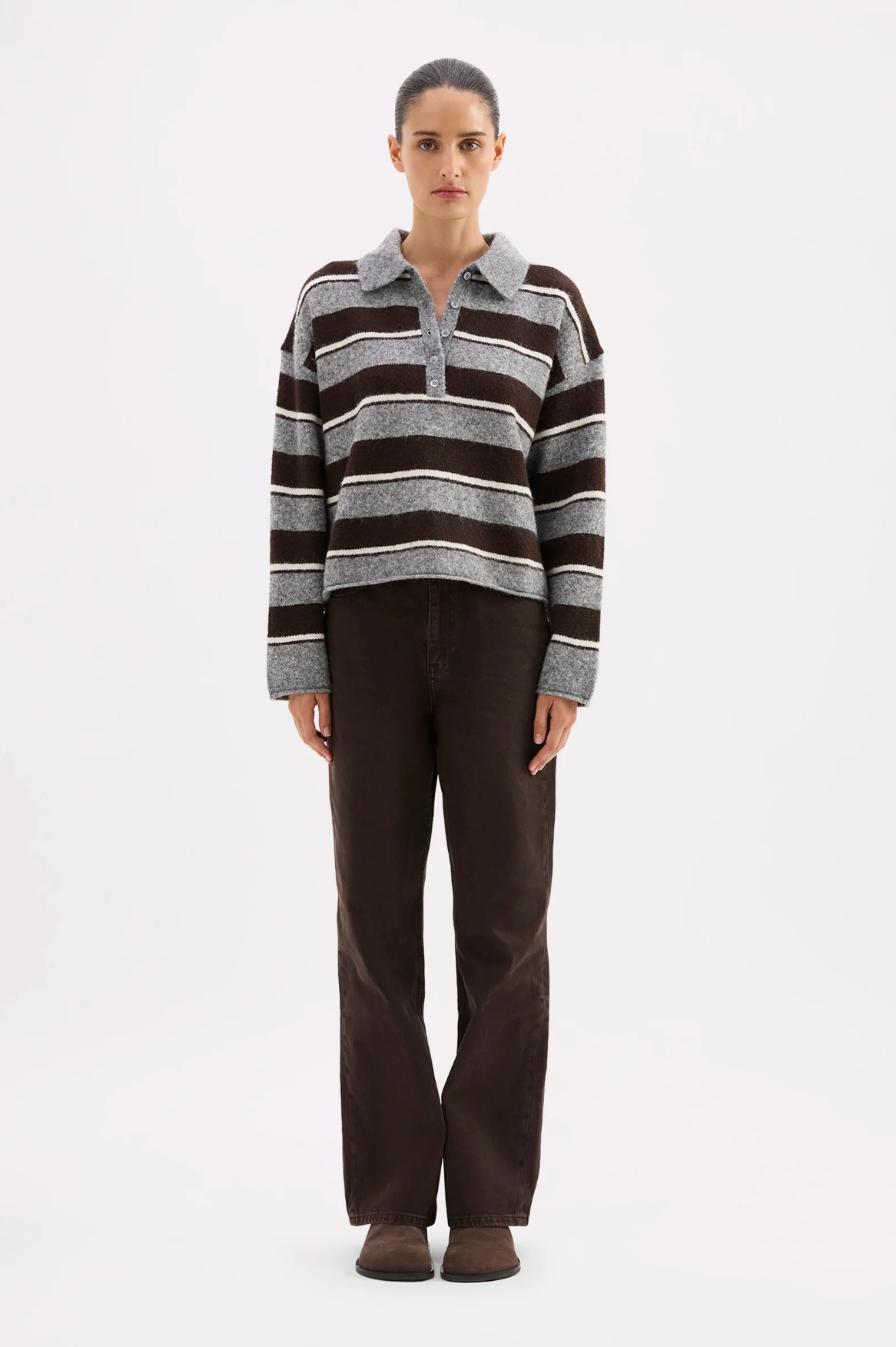 Maia Rugby Knit Charcoal Stripe