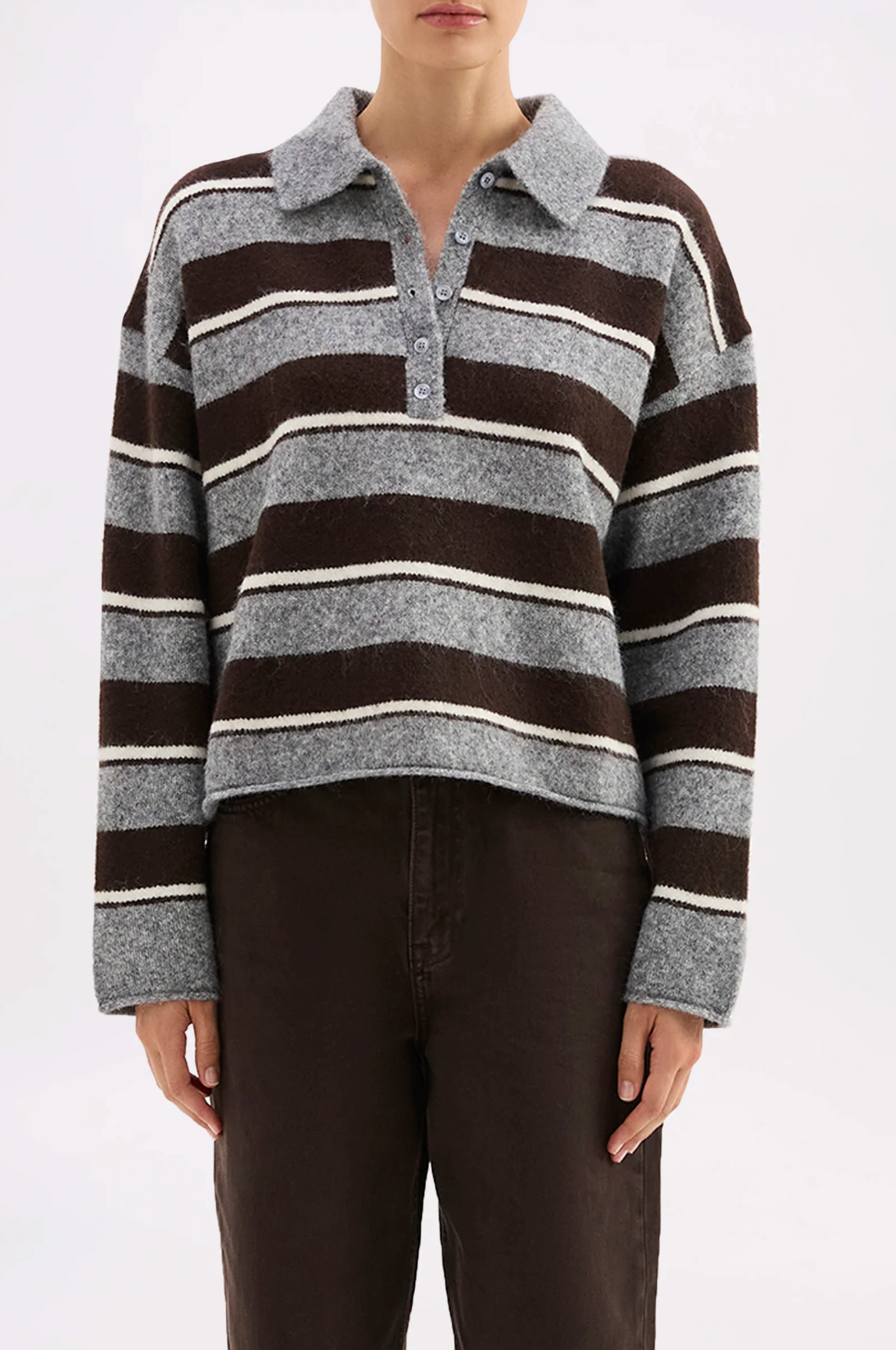 Maia Rugby Knit Charcoal Stripe