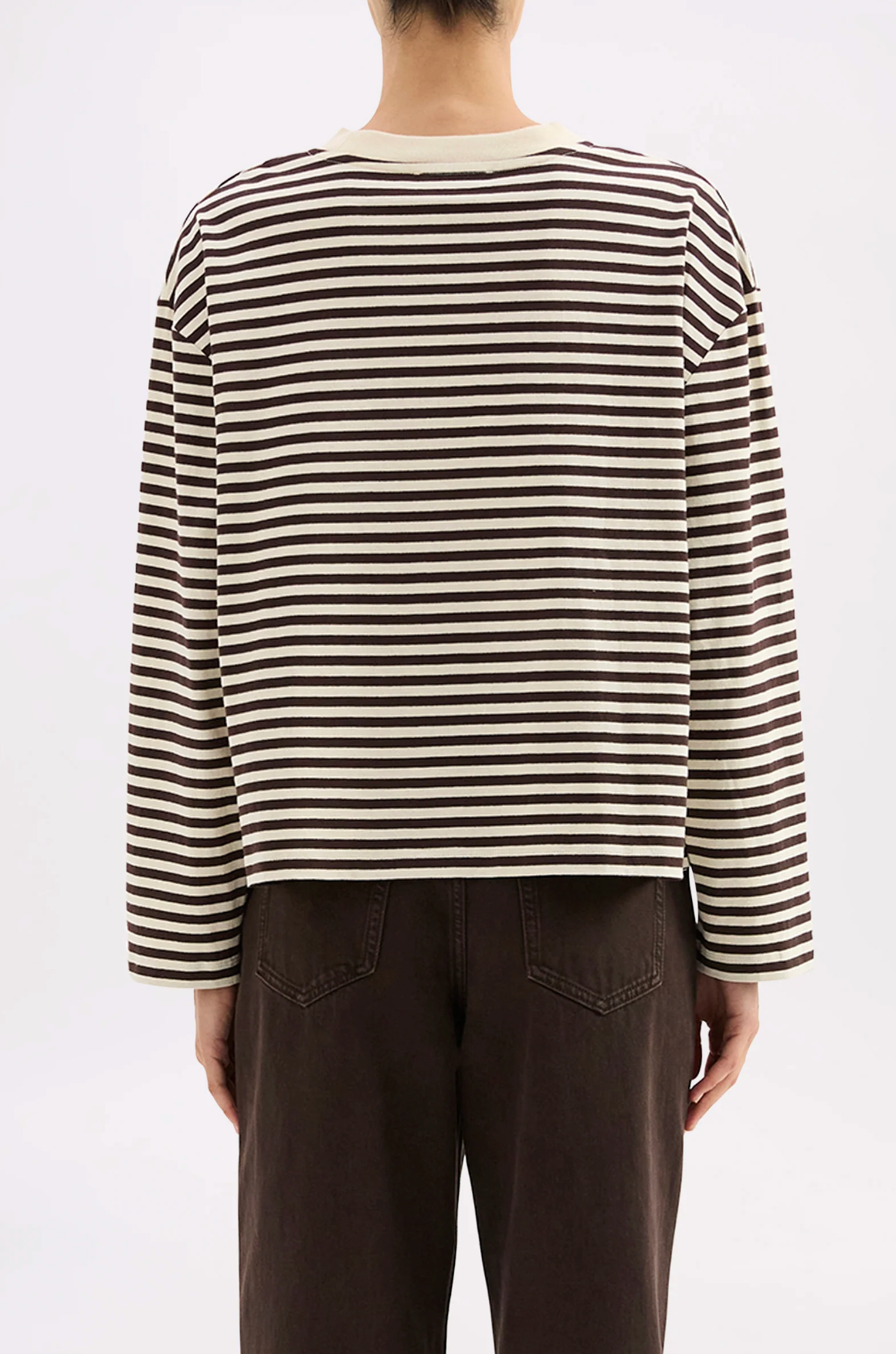 Organic Stripe LS Tee Espresso
