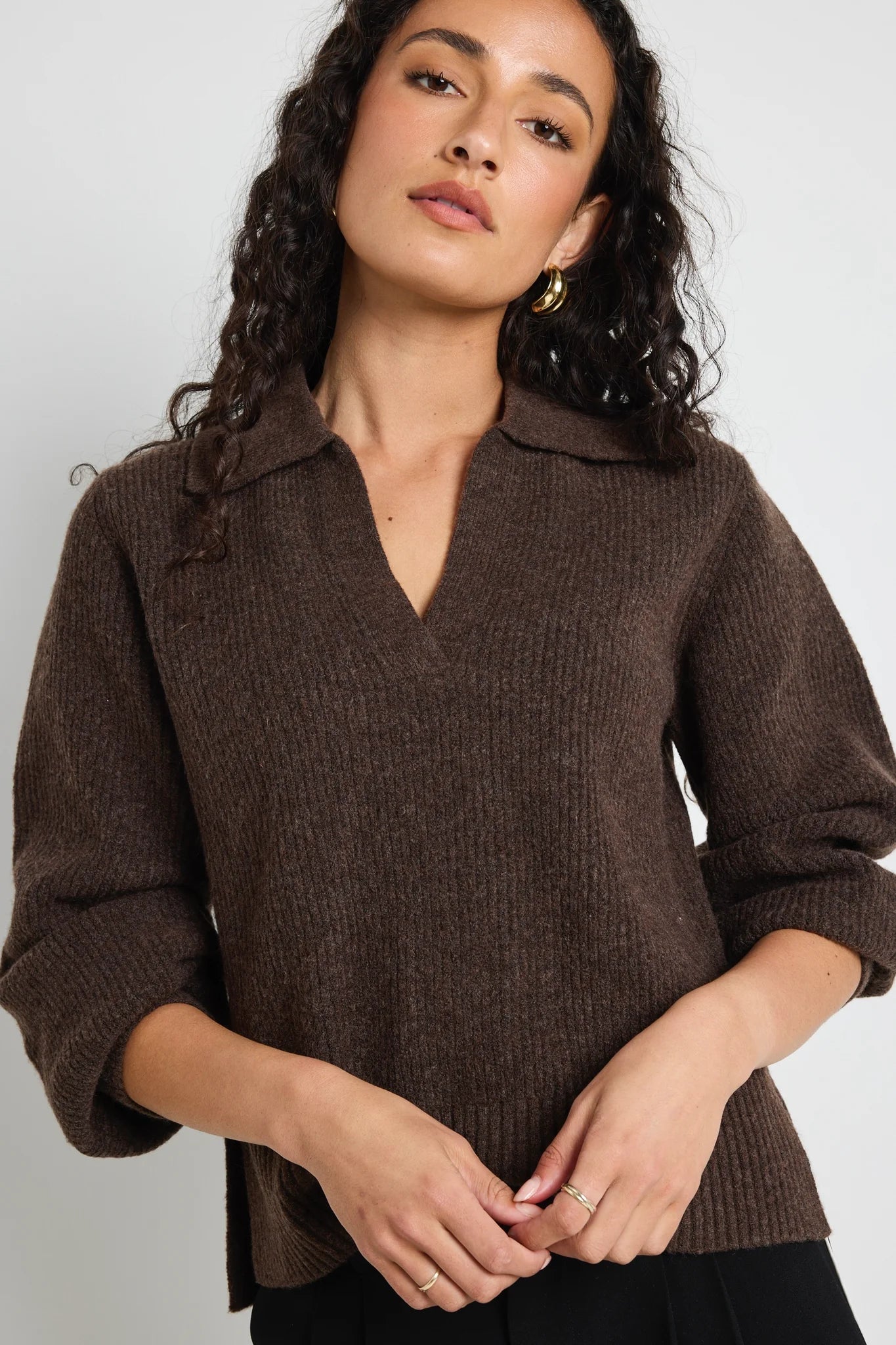 Truth Chocolate Collar Chunky Knit Jumper