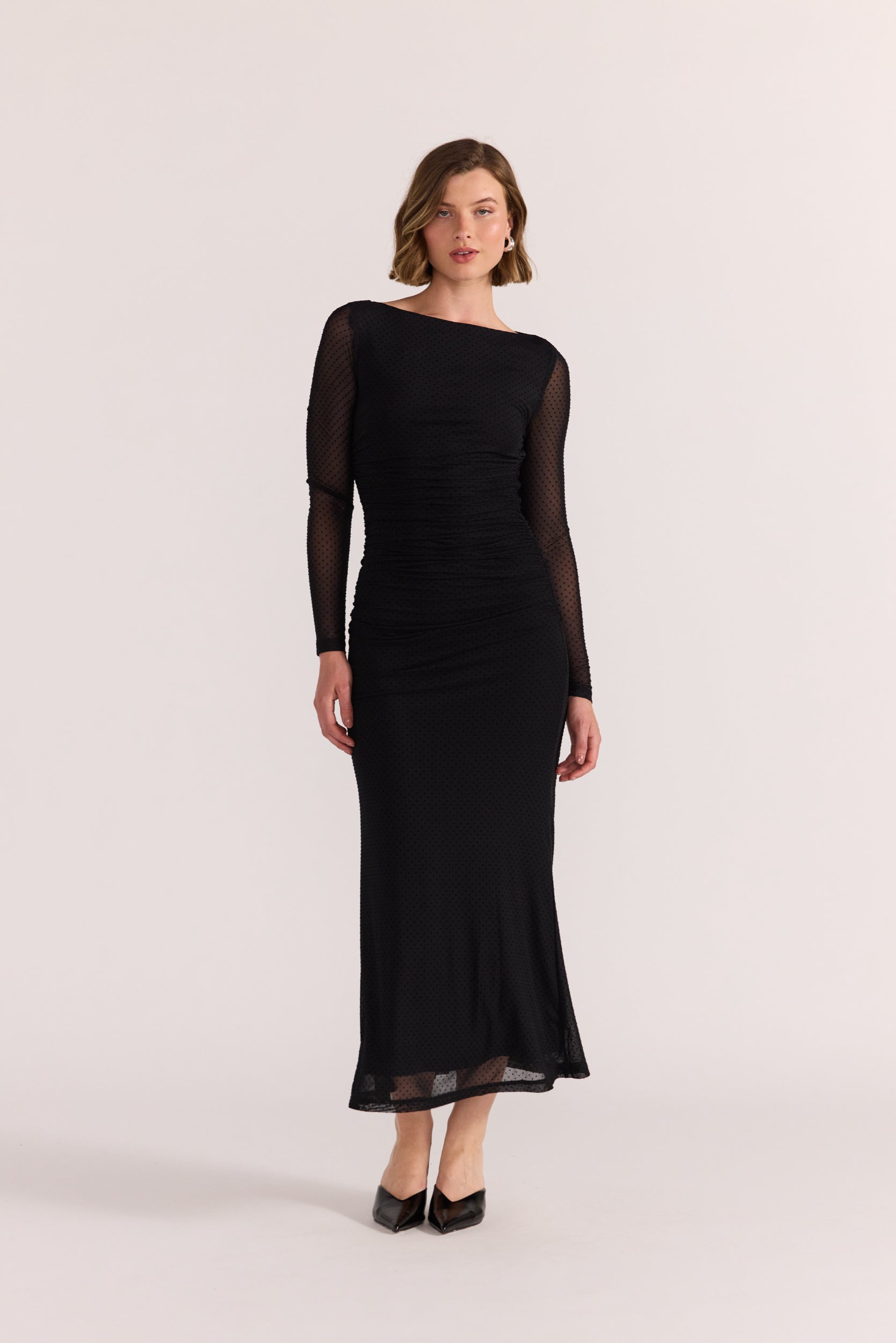 Kaia Spot Mesh Maxi Dress