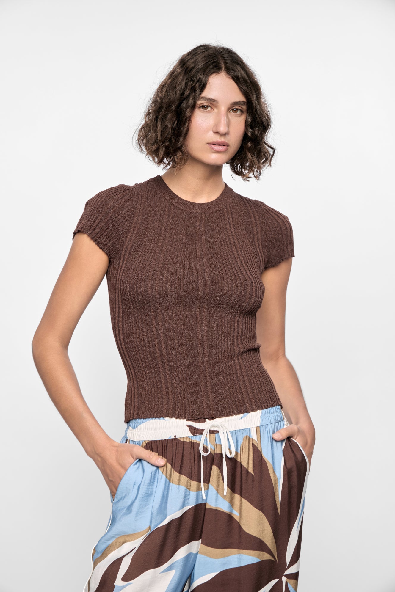 Maya Ribbed Knit Tee