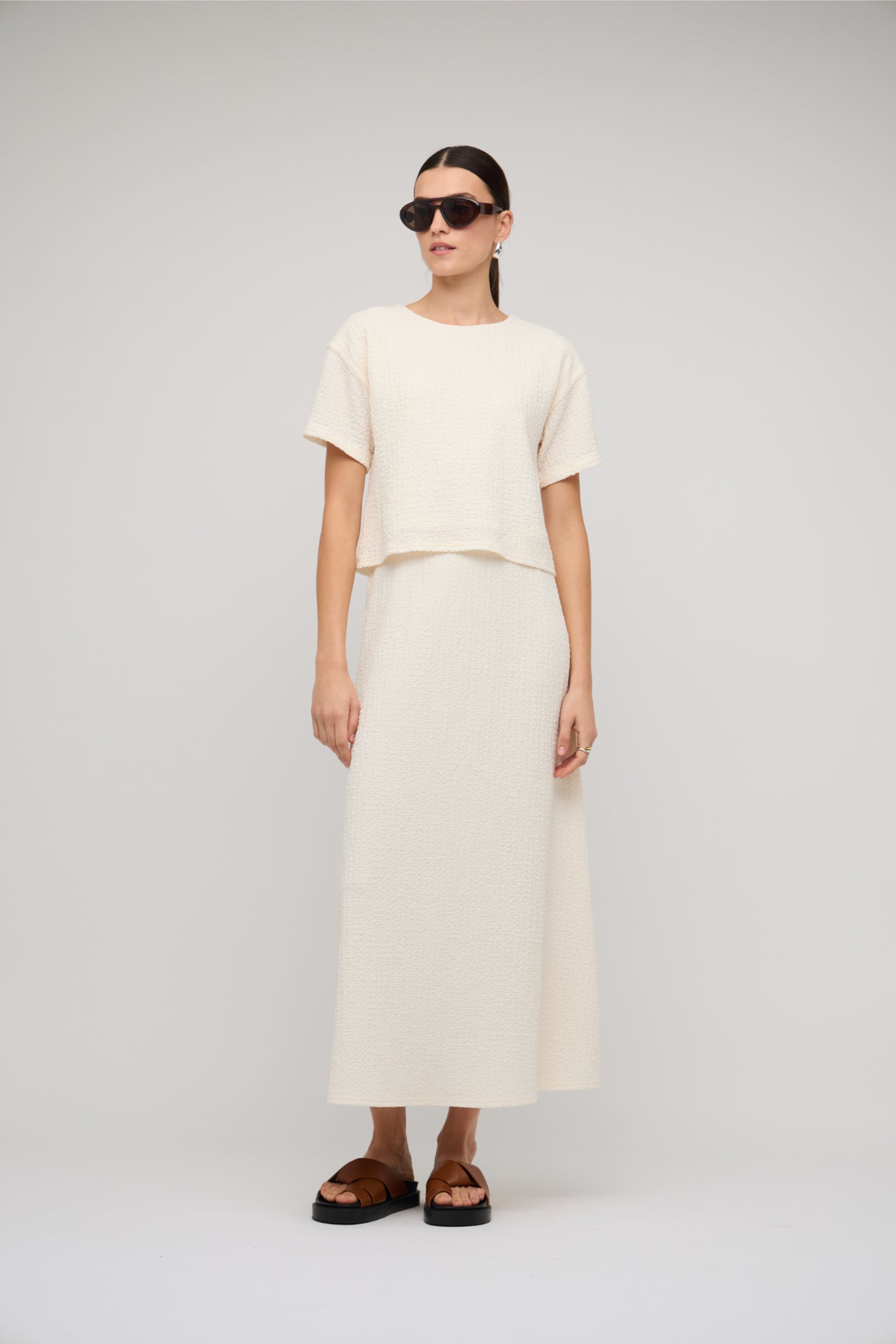 Lyric Boxy Crop Tee - Cream
