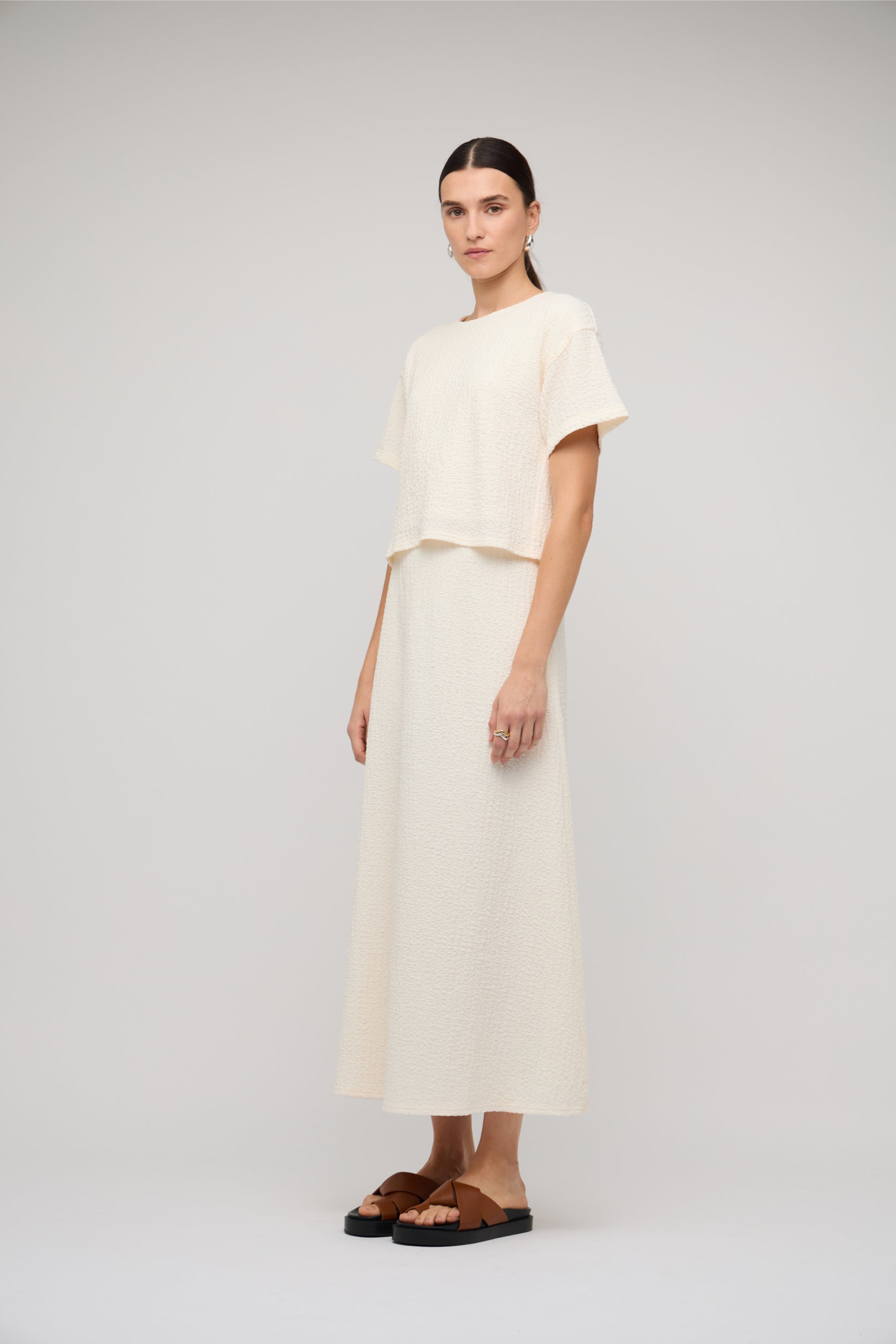 Lyric Boxy Crop Tee - Cream