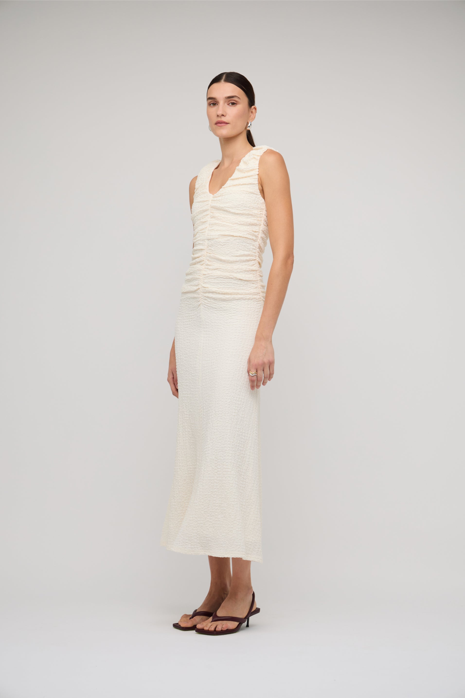Lyric Gathered Midi Dress