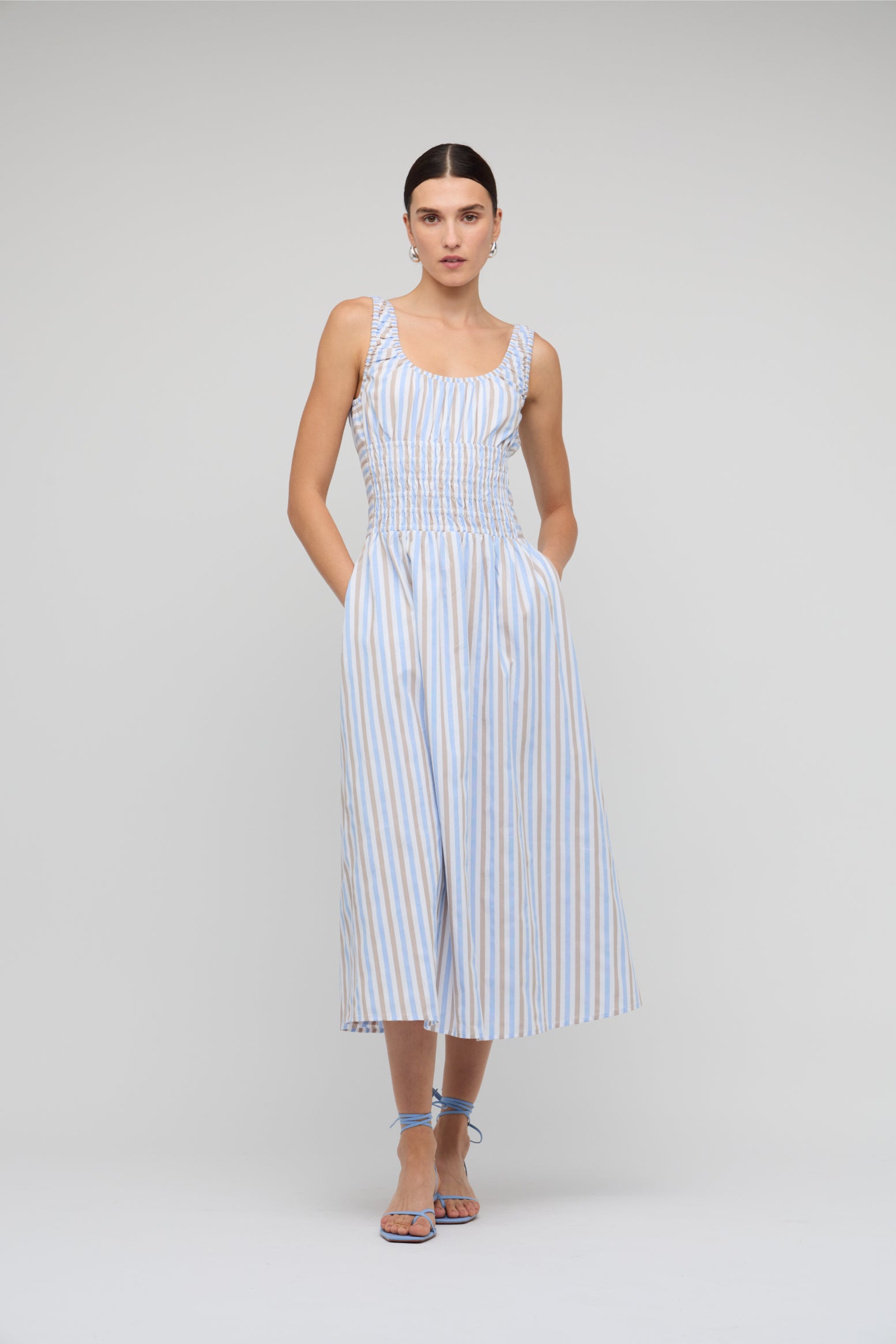 Marcella Shirred Midi Dress
