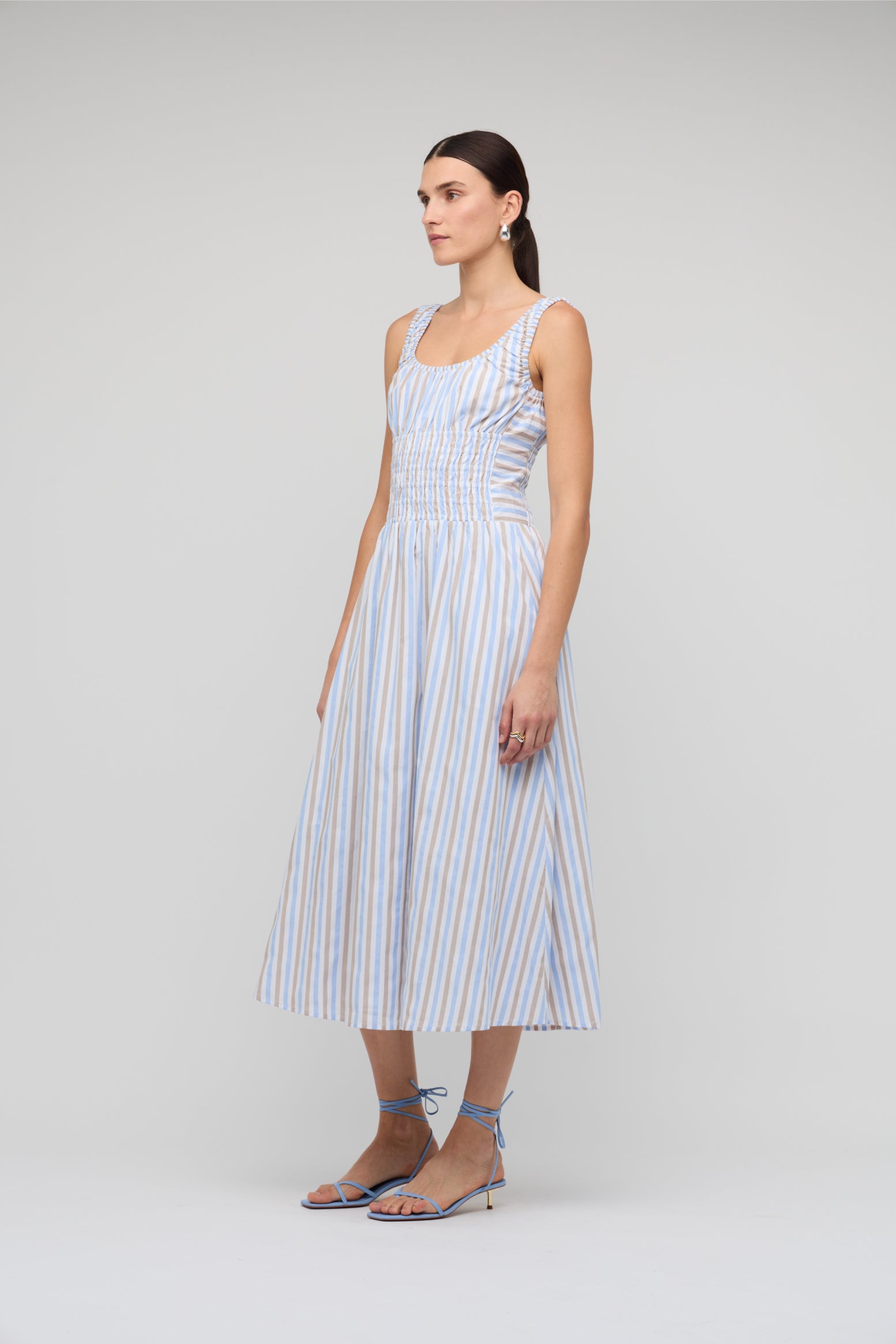 Marcella Shirred Midi Dress