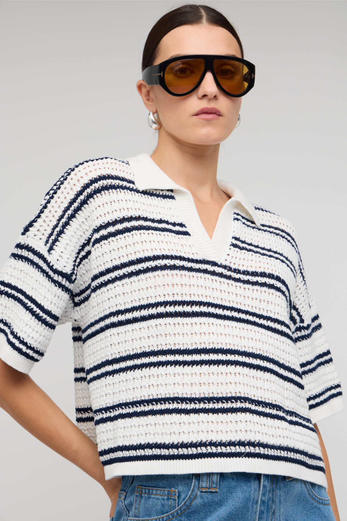 Solstice Knit Polo Top