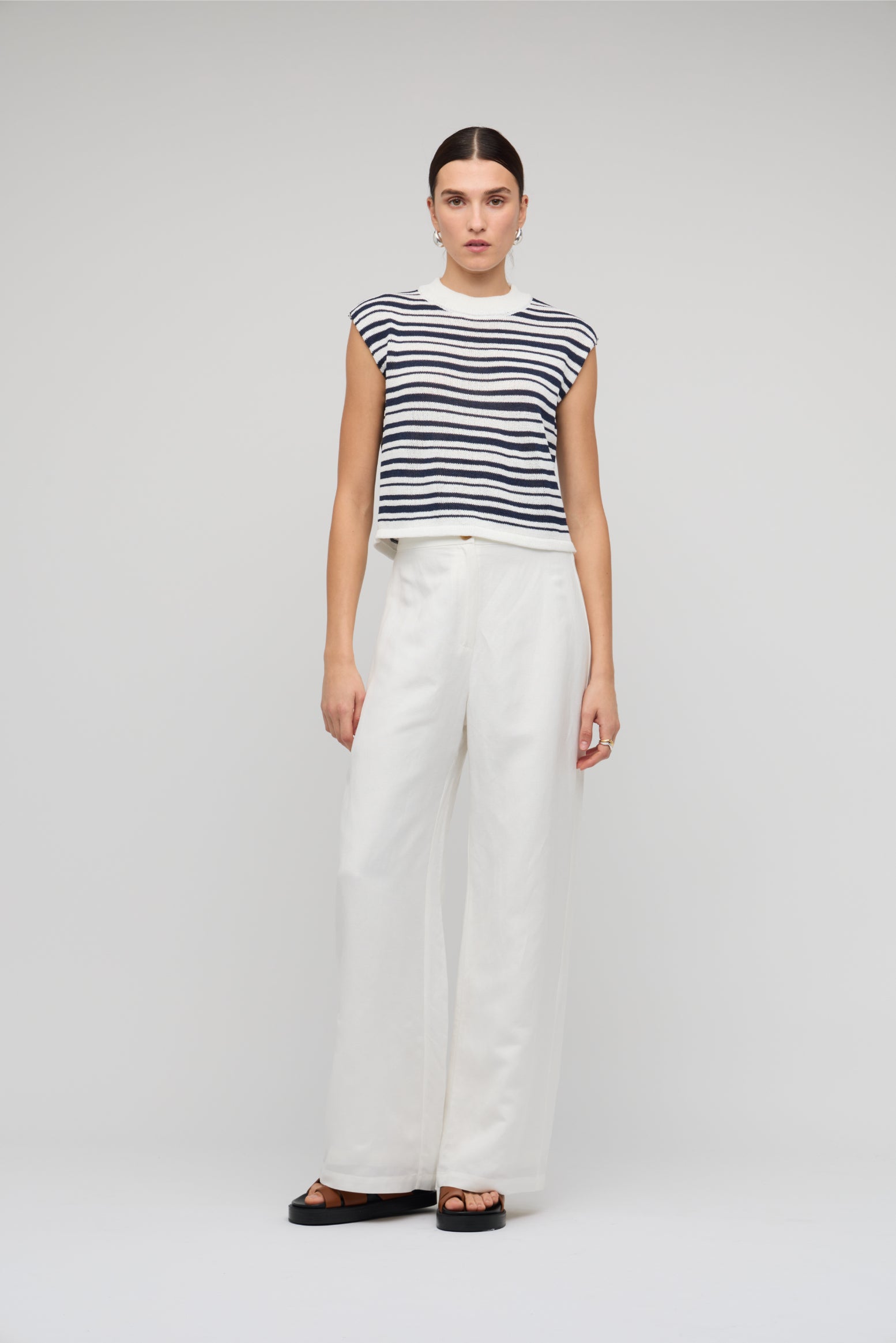 Palmer Stripe Knit Tank Navy