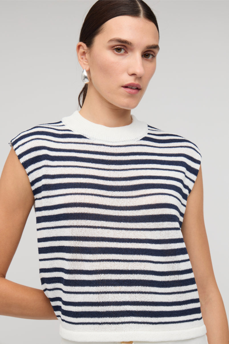 Palmer Stripe Knit Tank Navy