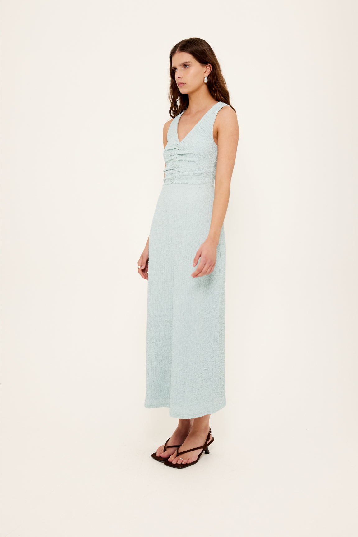 Amelie Gathered Midi Seafoam