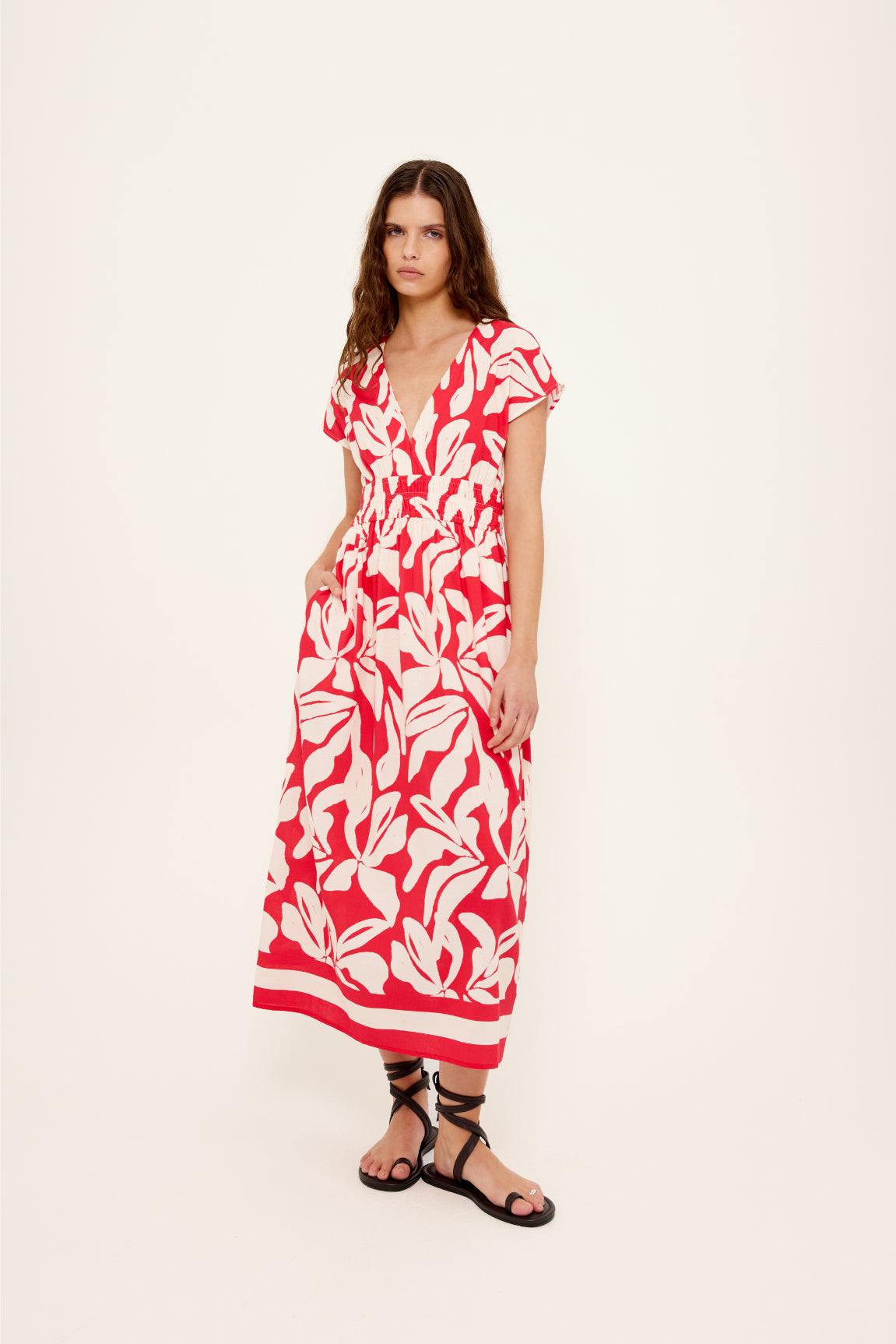 Serata Shirred Midi Dress