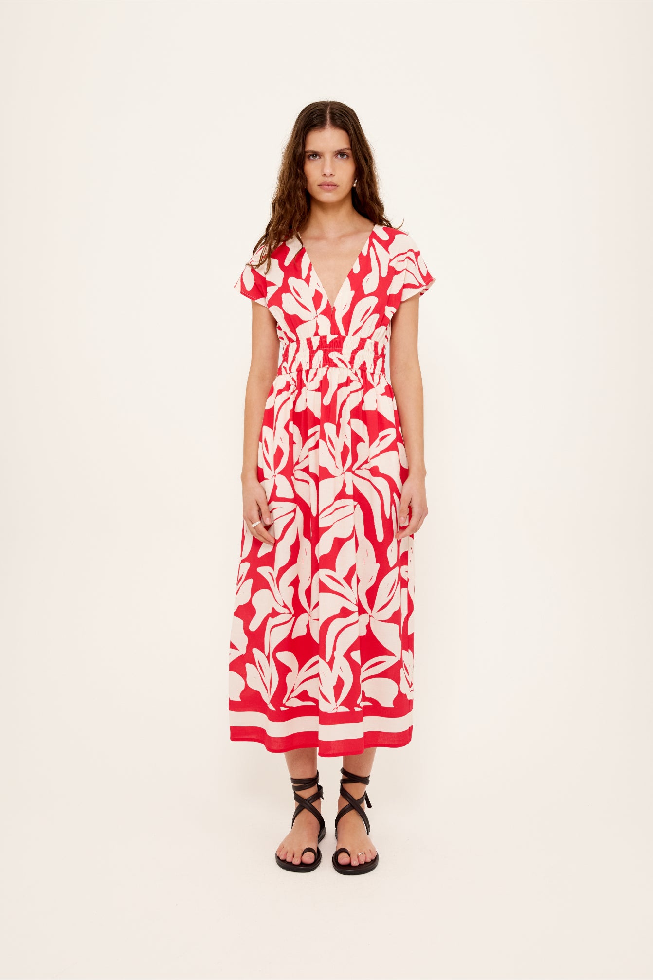 Serata Shirred Midi Dress