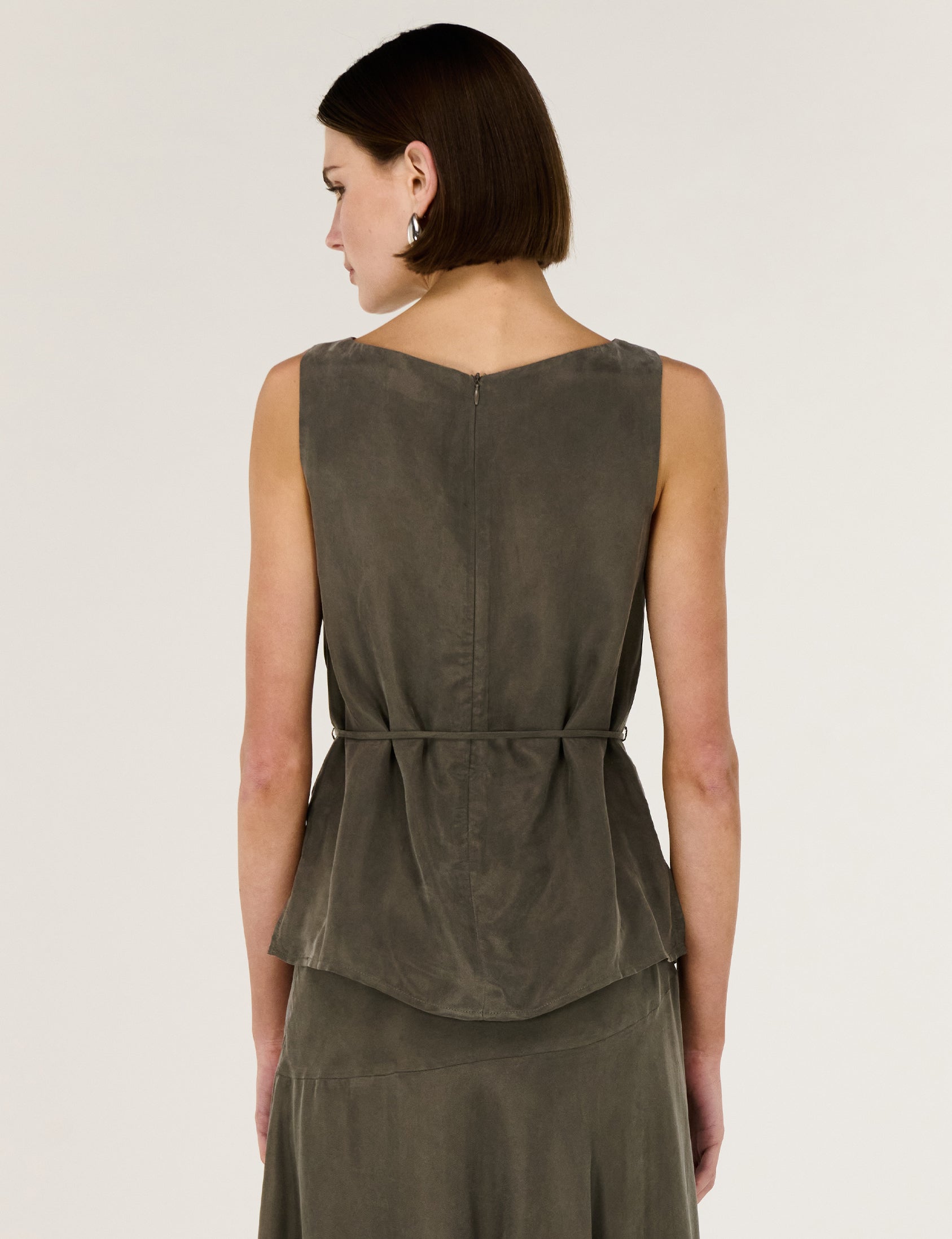 Stevie Waist Tie Top Olive