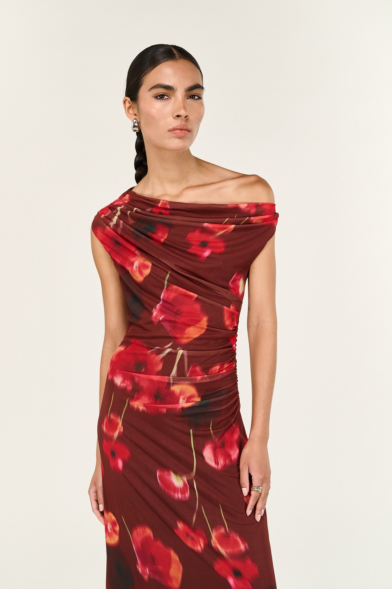 Vivi Mesh Asym Midi Dress