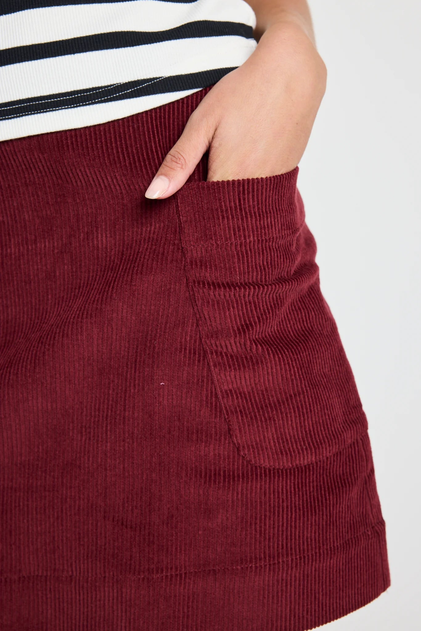 Valid Burgundy Plum Cord Mini Skirt Burgundy