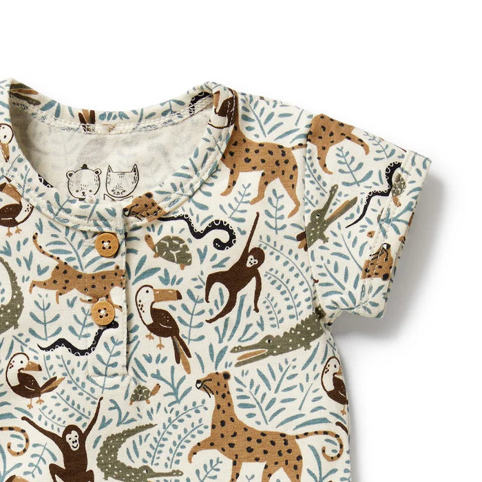 Mini Jungle Organic Henley Bodysuit