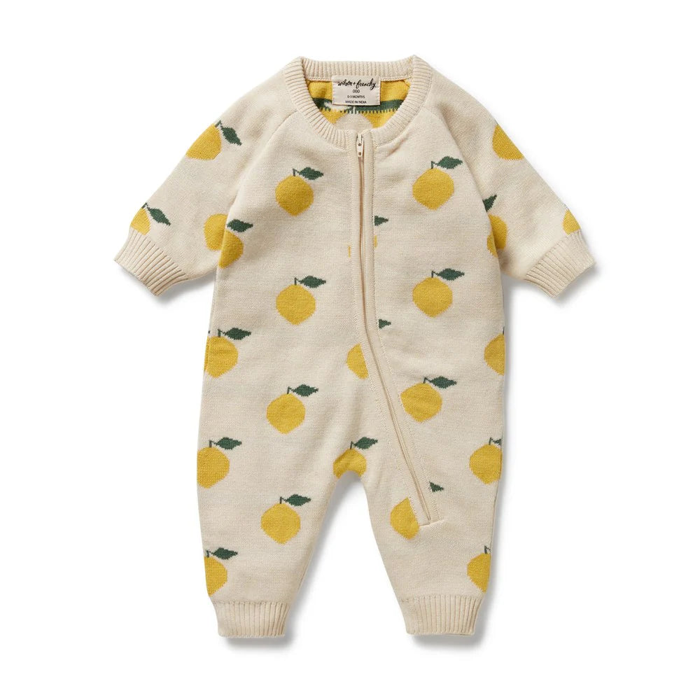 Lemony Organic Knitted Jacquard Growsuit