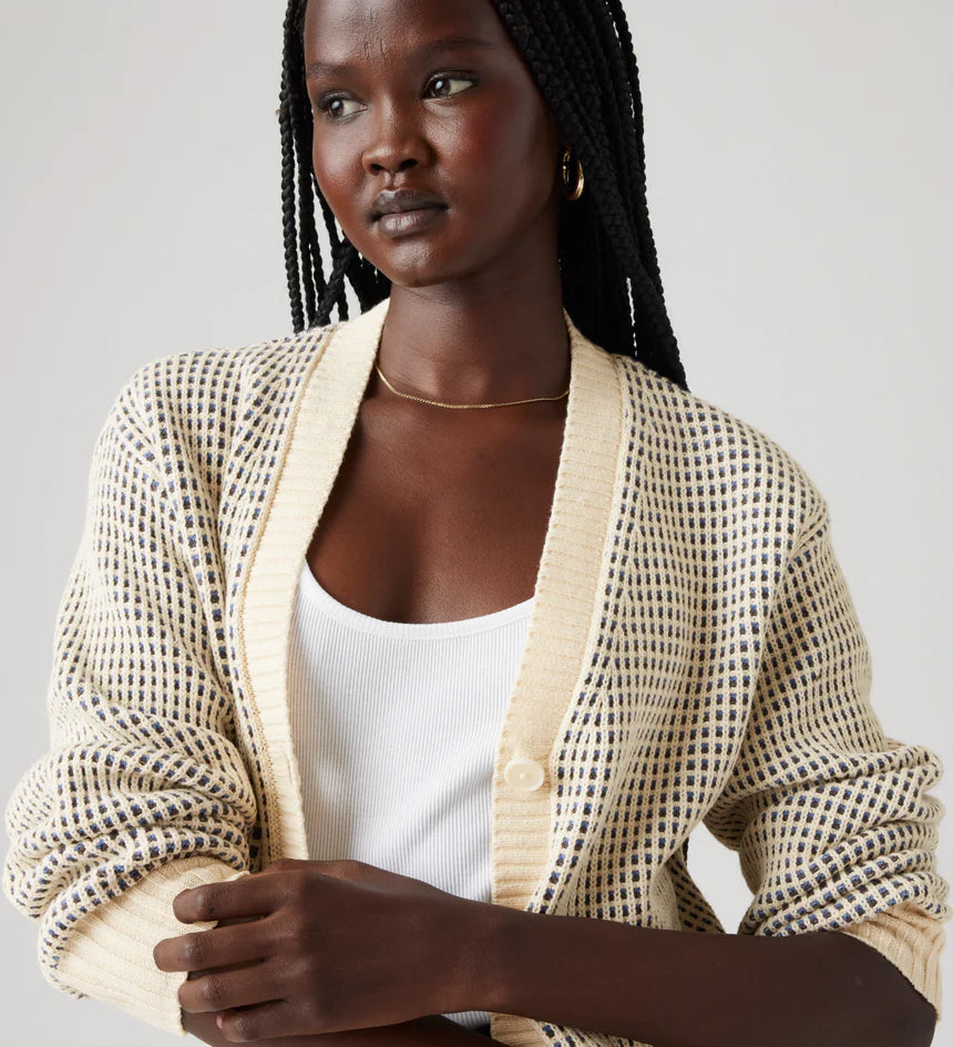 Snowflake Cardigan Butter Cream Stripe