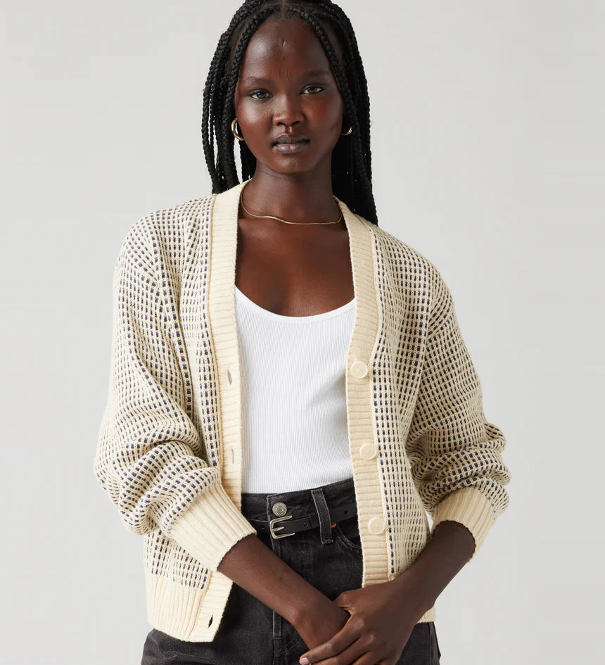 Snowflake Cardigan Butter Cream Stripe