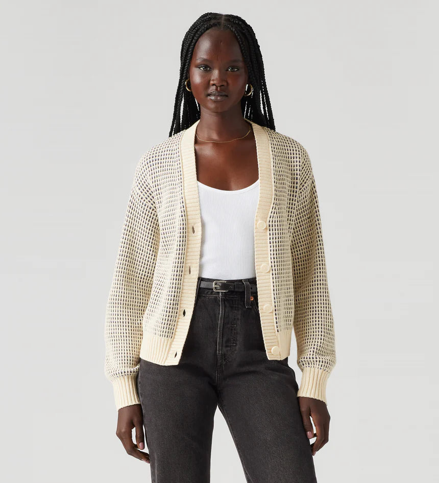 Snowflake Cardigan Butter Cream Stripe