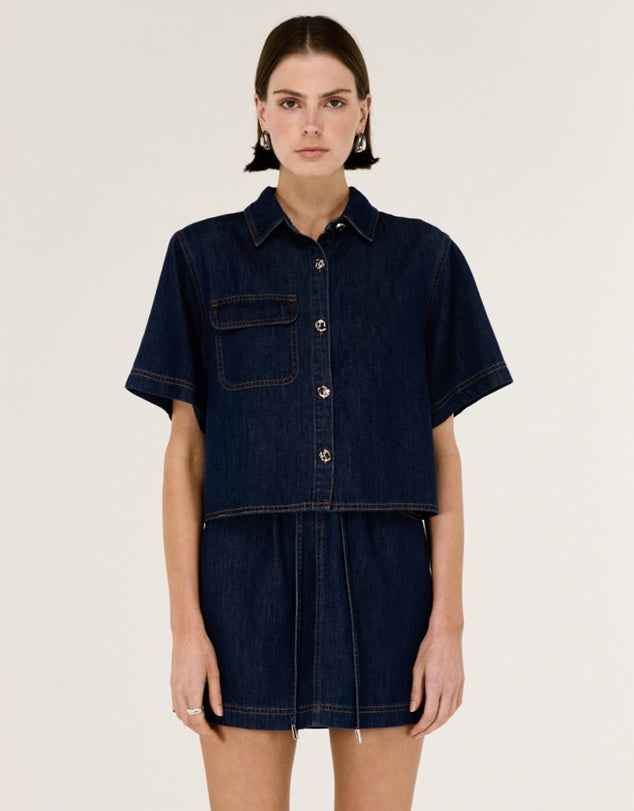 Lea Crop Denim Shirt
