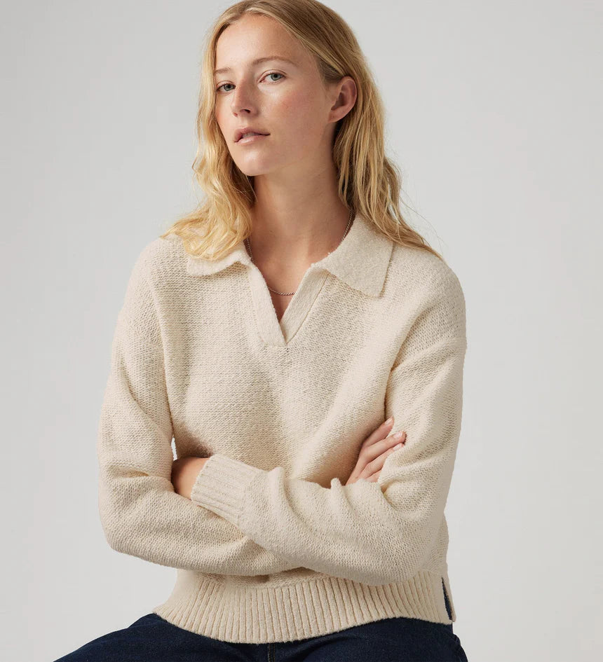 Satellite Polo Sweater Egret Cotton