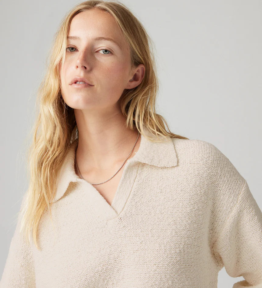 Satellite Polo Sweater Egret Cotton